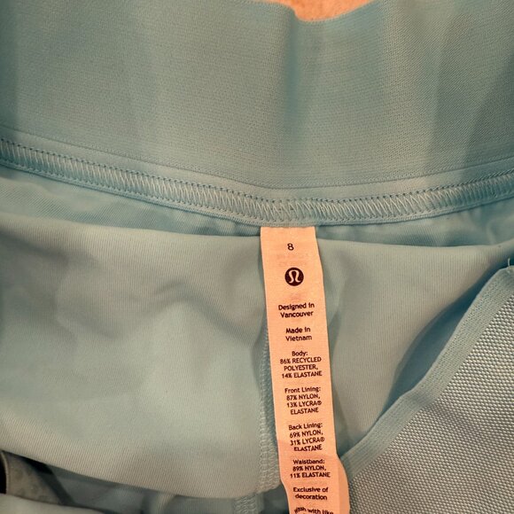 BNWT Women's Lululemon Court Rival HR Skirt Long Cyan Blue Size 8 - Picture 4 of 5